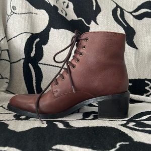 Brown leather lace up boots
